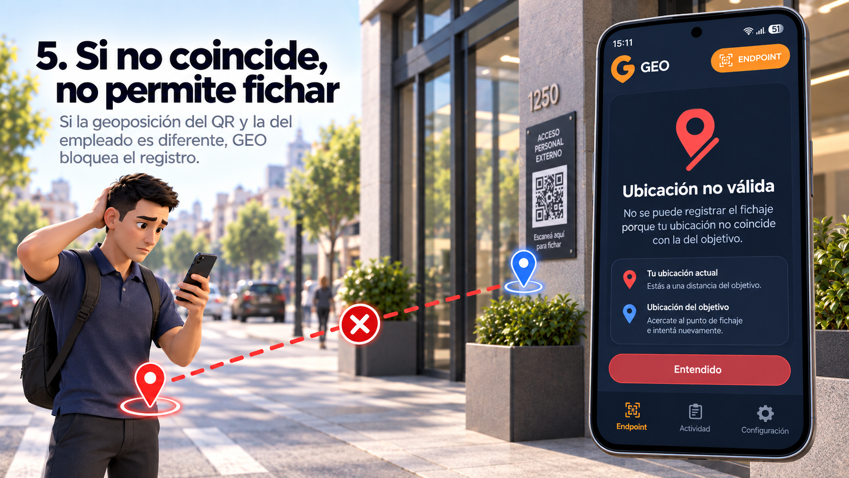 Fichaje Endpoint bloqueado por ubicación no válida
